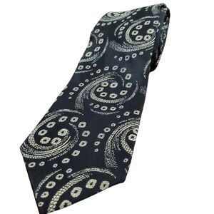 EUC Bugatti Black and Cream Whimical Paisley Necktie